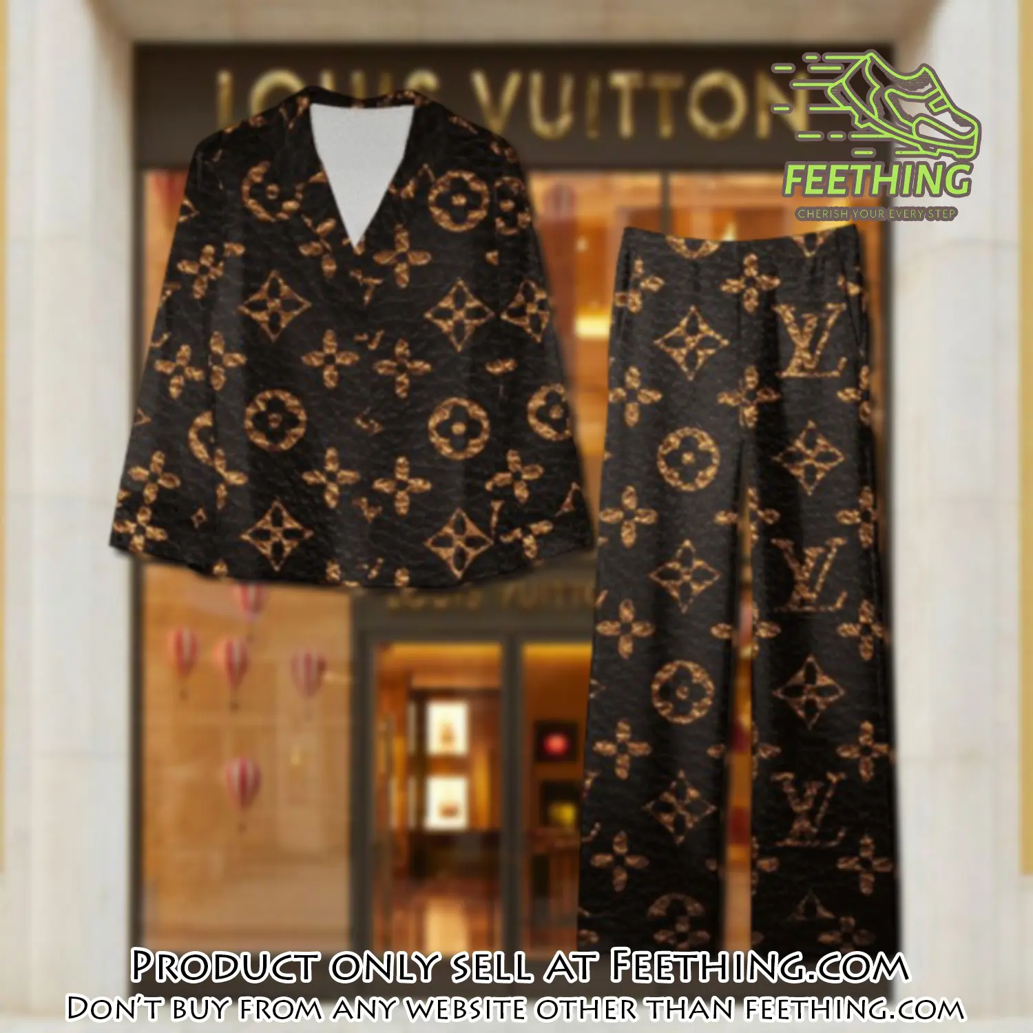 Trending luxury lv satin pajama set pjs1079 ft5902883
